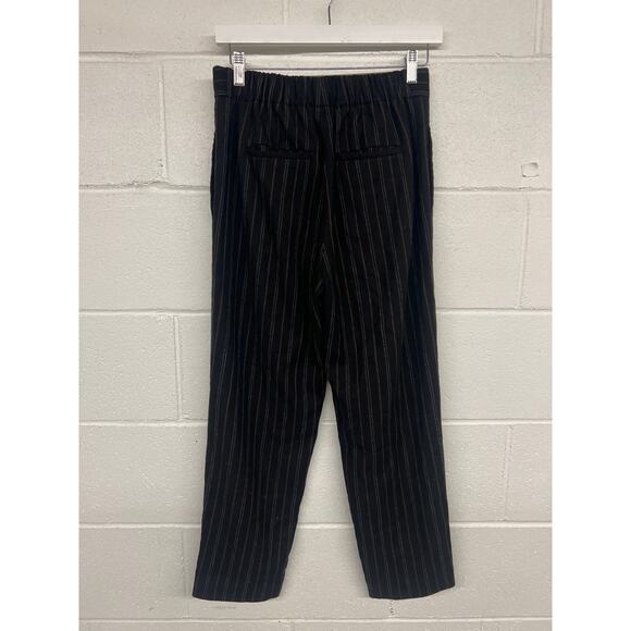 RTR Vince Sz S Black Striped Flannel Wool Blend Pull-On Ankle Trouser Pants - Picture 5 of 5
